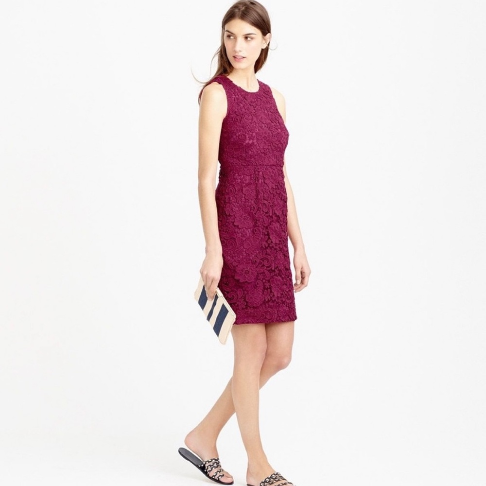 J. CREW Pink Floral Lace Sleeveless Sheath Dress